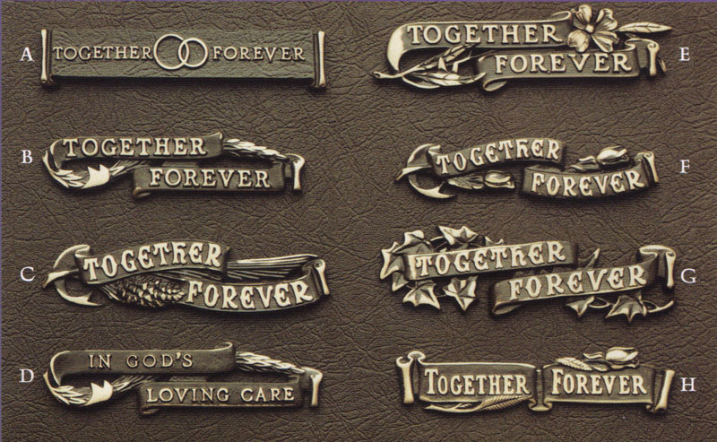 Together Forever Cemetery Marker Emblems