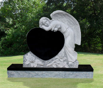 Grieving Angel Heart 2 Headstone