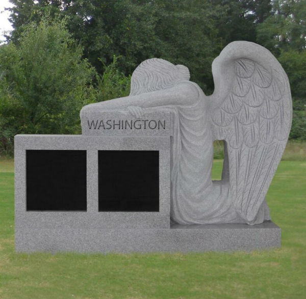 Kneeling Angel Cremation Memorial - Two Niche Columbarium