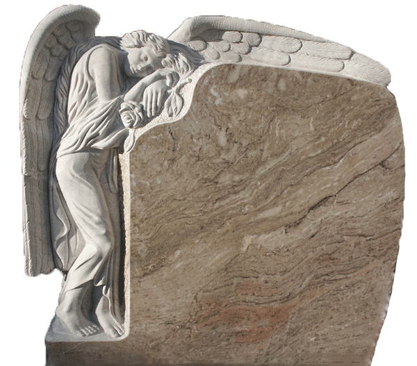 Resting Angel Sculpted in Mahogany Marble