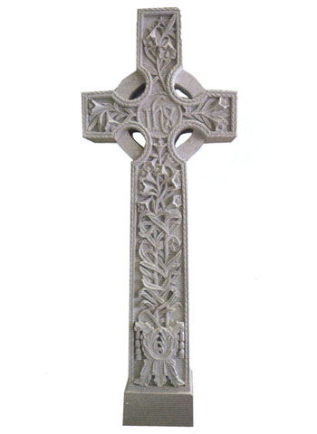 Celtic Cross with Carved Lilies Headstone