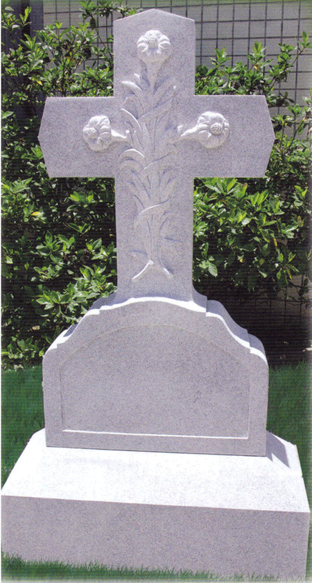 Floral Cross Headstone