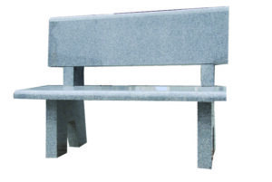 Memorial Bench with Flat Back Granite bench features a sleek design with a gray finish, showcasing standard colors available: gray and black. Ideal for outdoor settings.