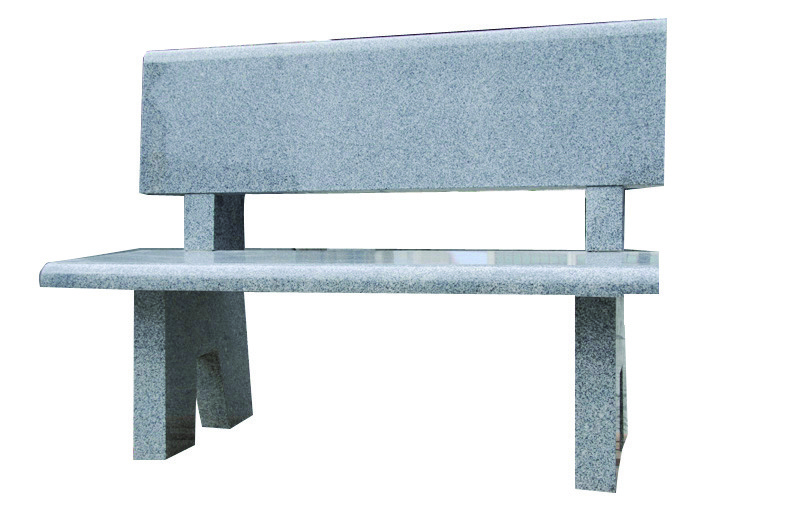 Memorial Bench with Flat Back Granite bench features a sleek design with a gray finish, showcasing standard colors available: gray and black. Ideal for outdoor settings.