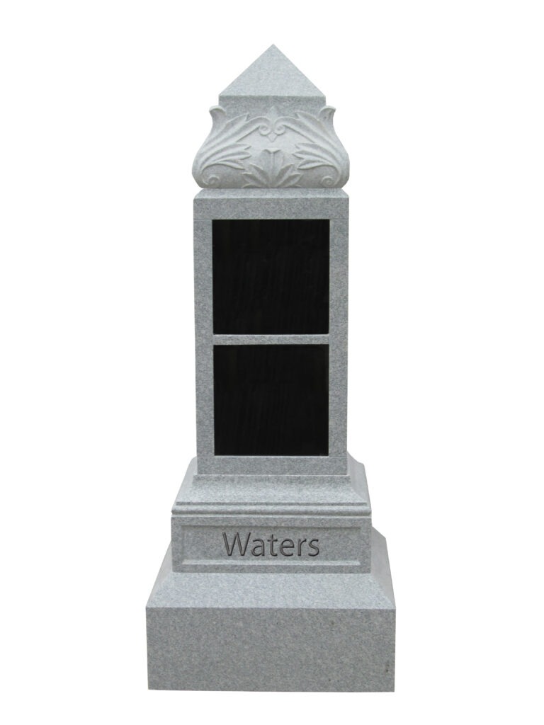 Leaf Top Obelisk 2 Niche Cremation Memorial