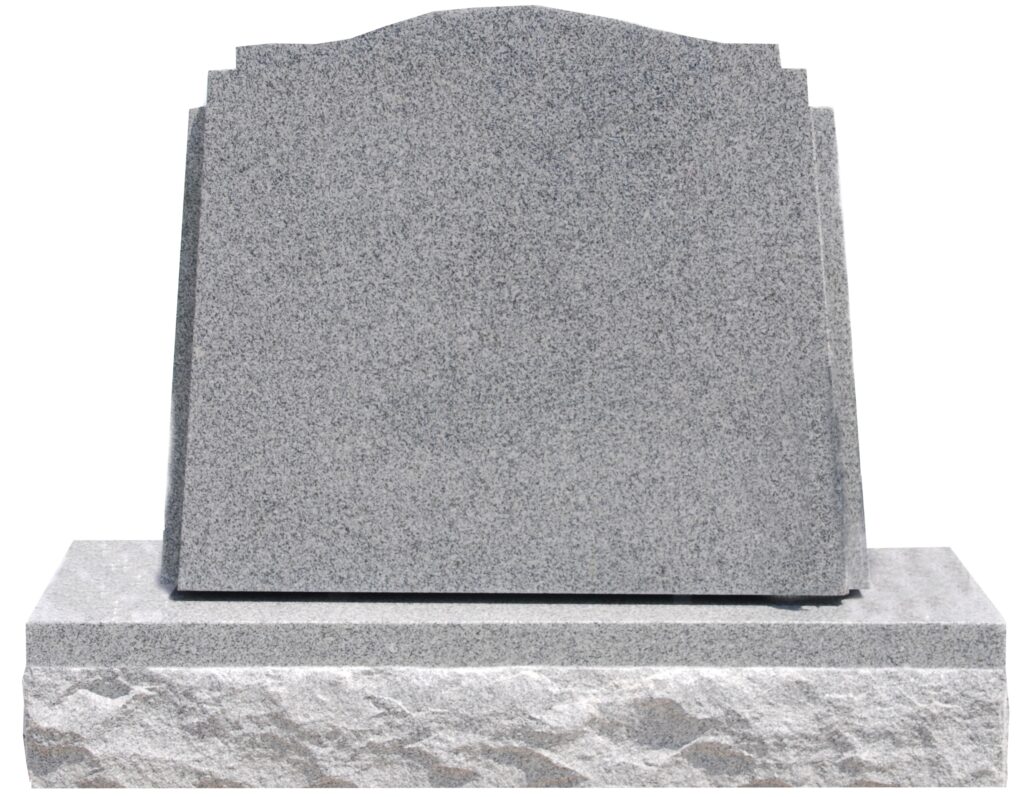 Classic Serp 1 Gray granite monument with a slanted top, set on a solid base. Indicates a memorial marker, relevant for honoring or remembering individuals.