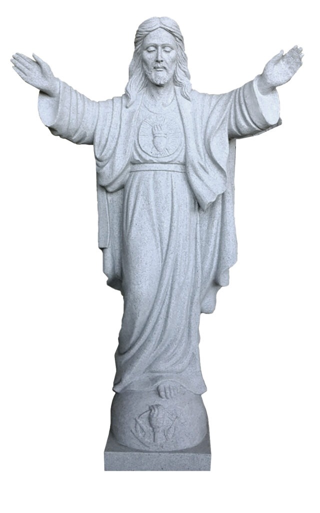 Sacred Heart of Jesus B in granite, gray.