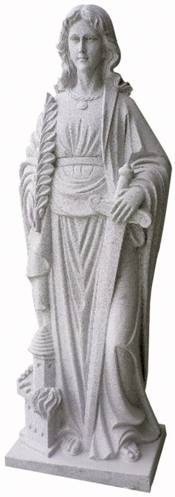 St barbara statue granit, gray.