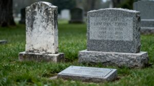 Grave, tombstone, and headstone in a cemetery.