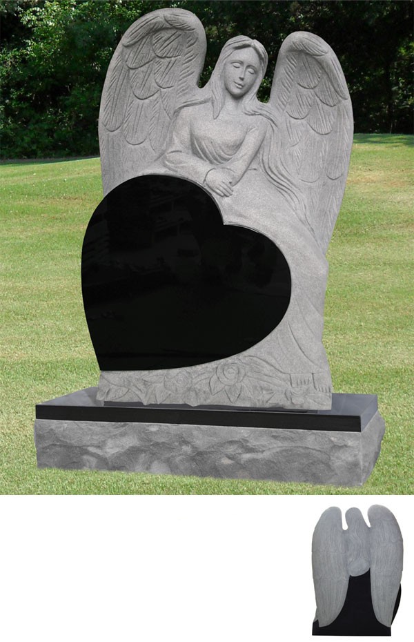 Clear Stream Monuments | Reclining Angel Heart Headstone Reclining Angel Heart Headstone