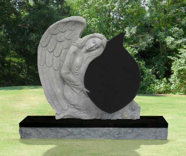 Single Angel on Tear Drop Headstone