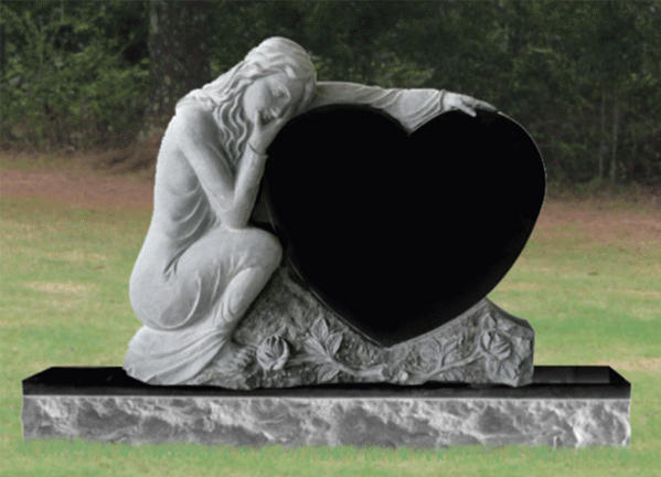 Grieving Woman Heart Headstone
