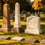 Various headstone designs and layouts