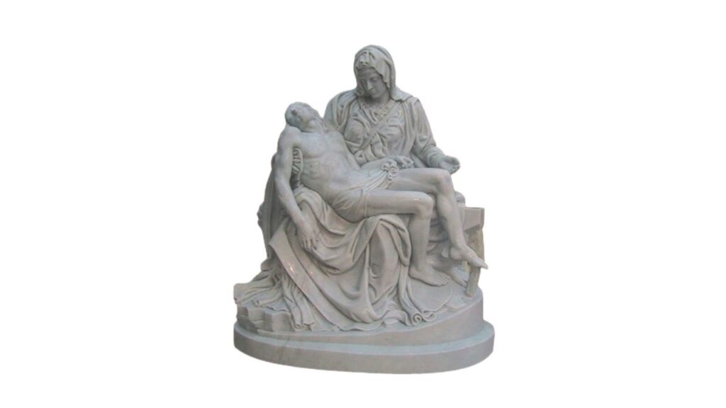 Pietà granite statue for a cemetery memorial